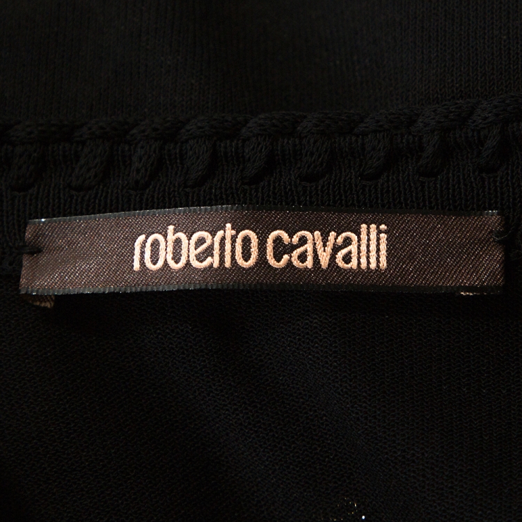 مملوكة مسبقًا Roberto Cavalli Brown Leopard Print Silk Draped Sleeve Blouse L