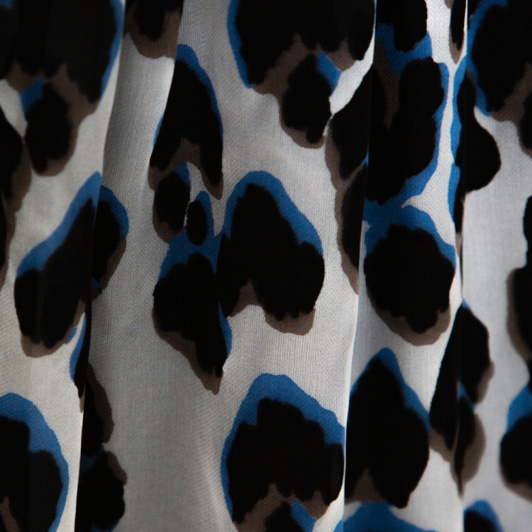 Pre Owned Roberto Cavalli Multicolor Animal Print Silk Front Slit Detail Kaftan M