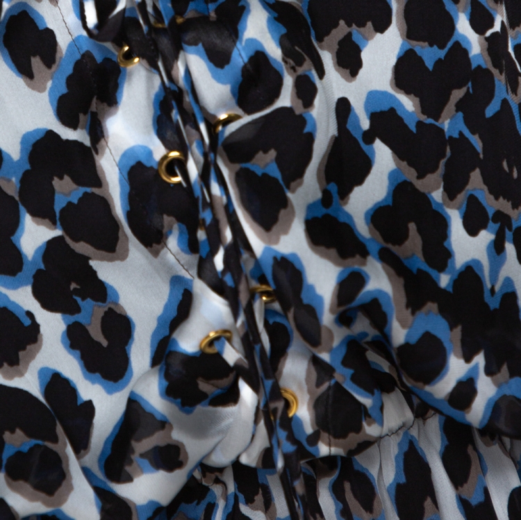 Pre Owned Roberto Cavalli Multicolor Animal Print Silk Front Slit Detail Kaftan M