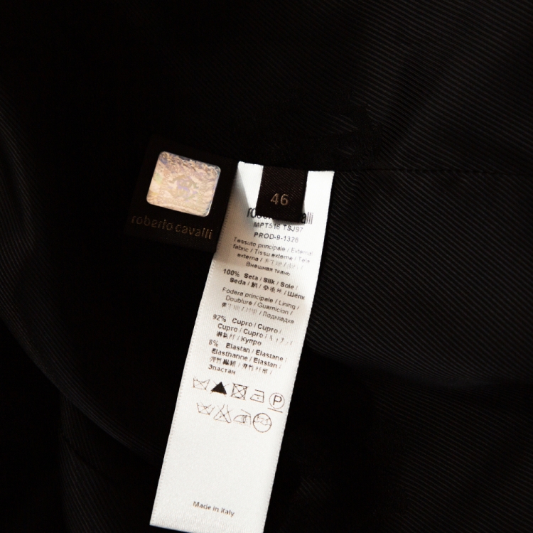 Pre Owned Roberto Cavalli Beige & Black Ombre Leopard Printed Silk Trench Coat L