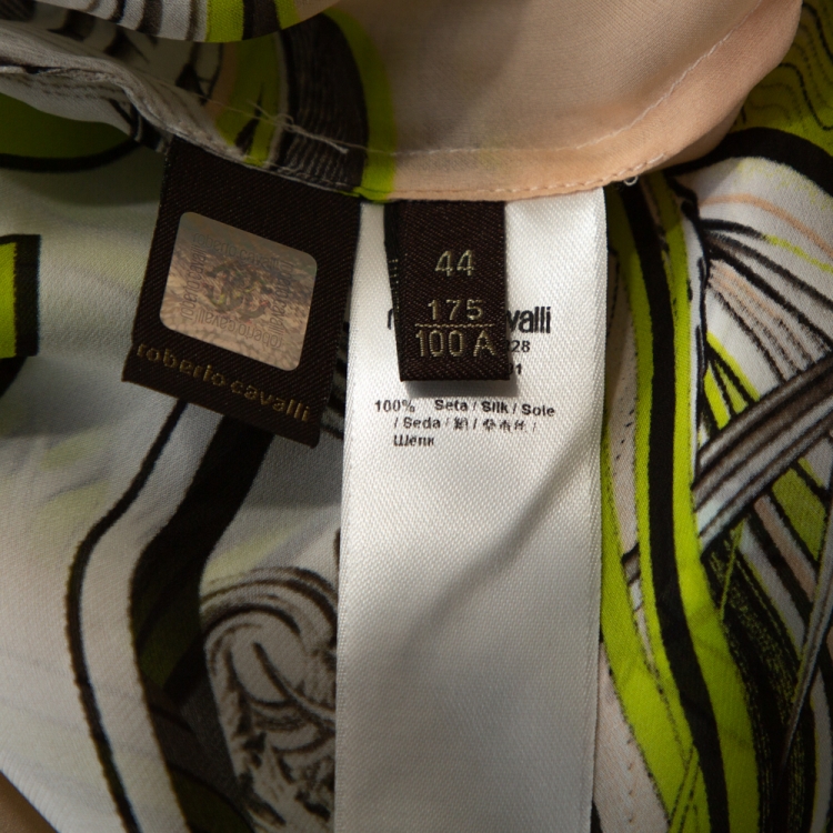 Pre Owned Roberto Cavalli Multicolor Printed Silk Maxi Cover Up Kaftan M