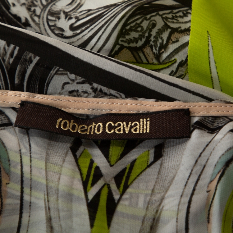 Pre Owned Roberto Cavalli Multicolor Printed Silk Maxi Cover Up Kaftan M