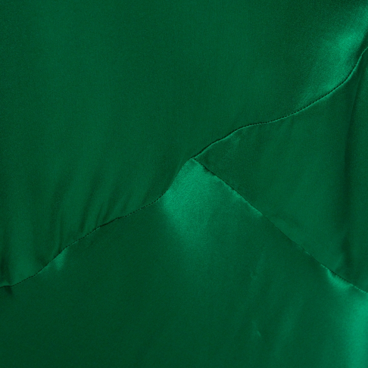 Pre Owned Roberto Cavalli Green Satin Silk Flared Maxi Skirt L