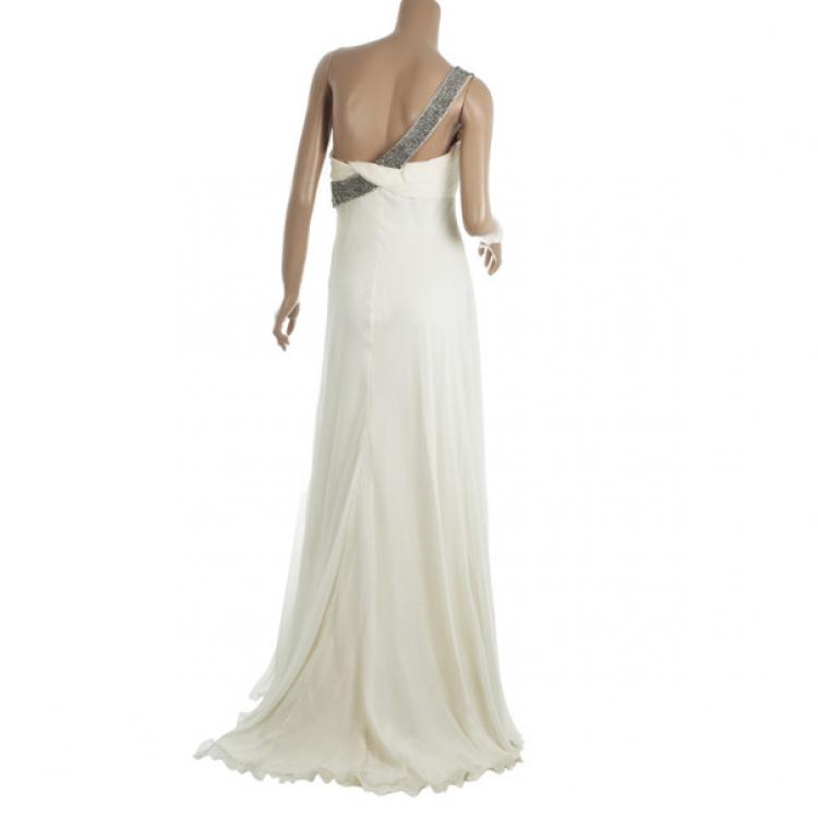 Pre Owned Roberto Cavalli Crystal Embellished Offshoulder Gown M