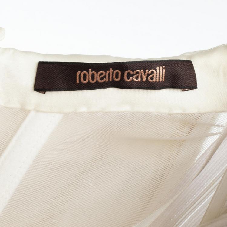 Pre Owned Roberto Cavalli Crystal Embellished Offshoulder Gown M