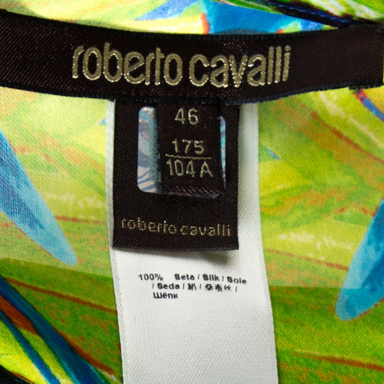 مملوكة مسبقًا Roberto Cavalli Multicolor Floral Print Silk Kaftan Dress L