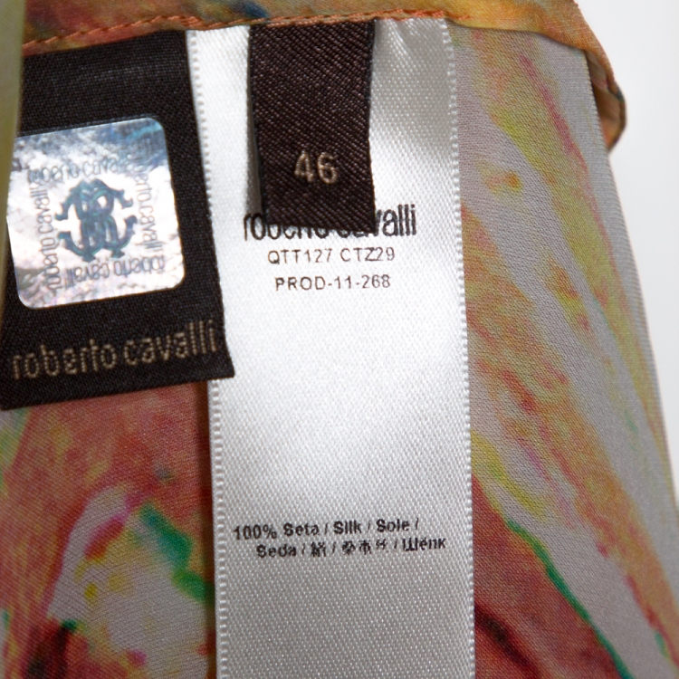 Pre Owned Roberto Cavalli Multicolor Abstract Print Silk Kaftan Dress L