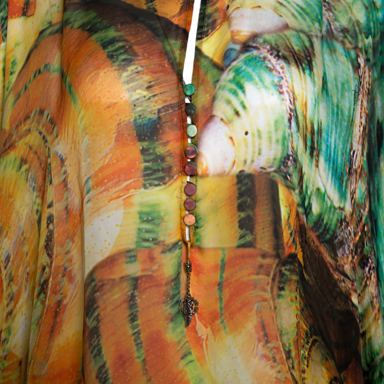 Pre Owned Roberto Cavalli Multicolor Abstract Print Silk Kaftan Dress L