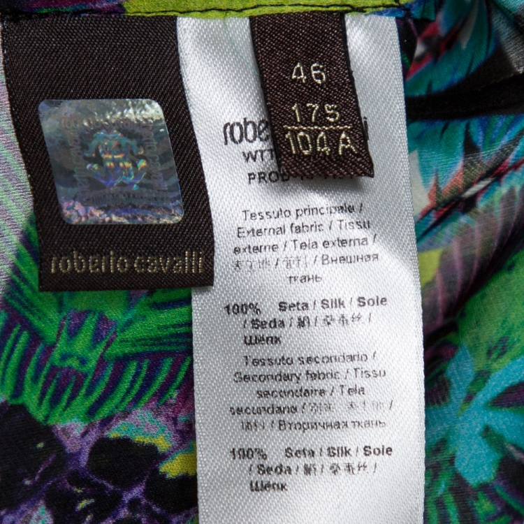 مملوكة مسبقًا Roberto Cavalli Purple Snakeskin Print Silk Ruffles Maxi Dress L