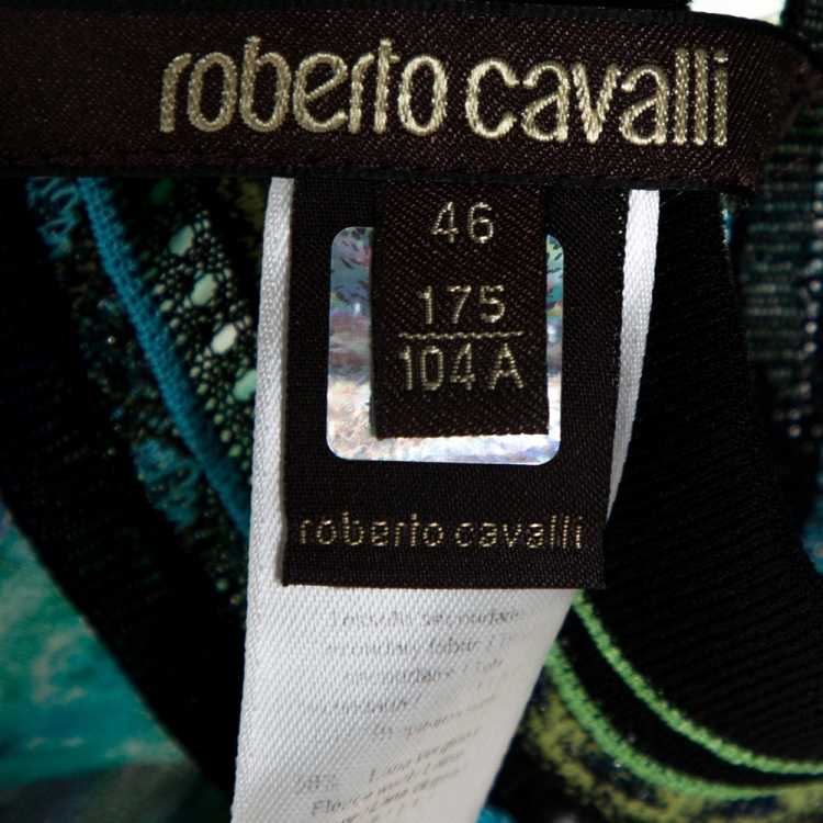 مملوكة مسبقًا Roberto Cavalli Multicolor Printed Silk & Knit Trim Kaftan Top L