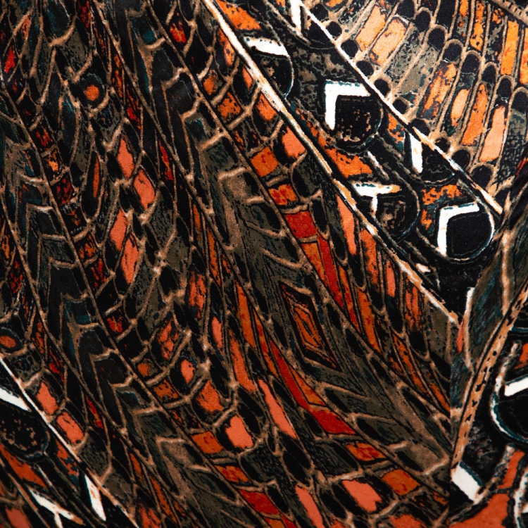 Pre Owned Roberto Cavalli Multicolor Printed Silk Maxi Skirt L