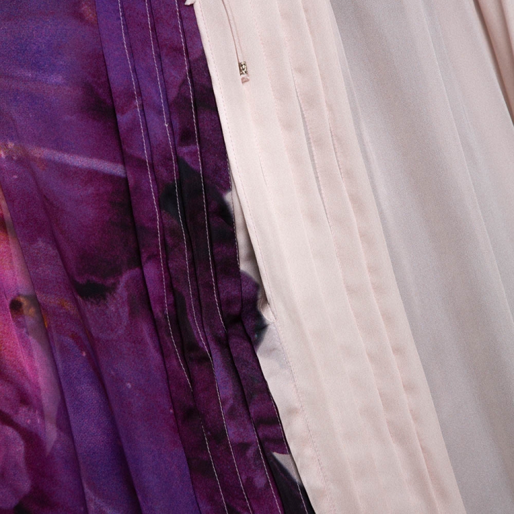 Pre Owned Roberto Cavalli Purple Abstract Print Silk Sheer Kaftan Top M