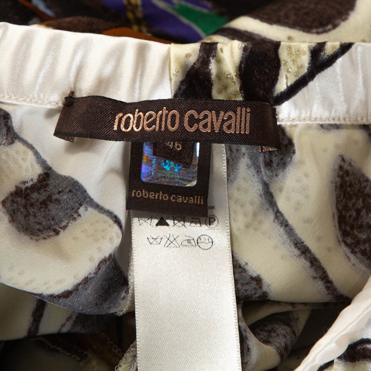Pre Owned Roberto Cavalli Multicolor Butterfly Print Silk Palazzo Pants L