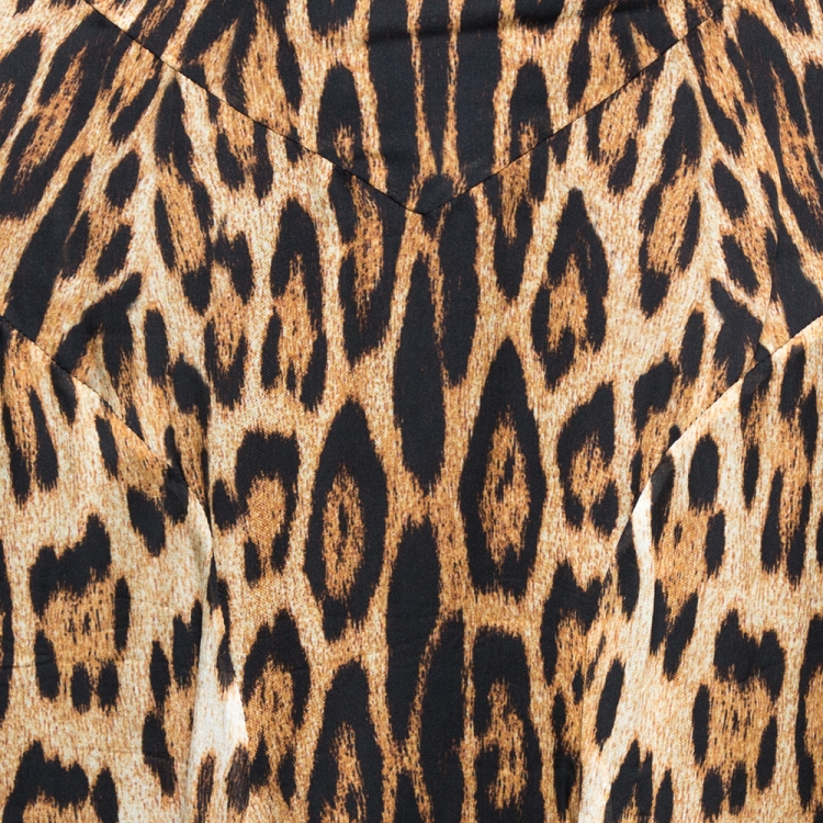 مملوكة مسبقًا Roberto Cavalli Brown Animal Print Silk Flared Maxi Skirt L