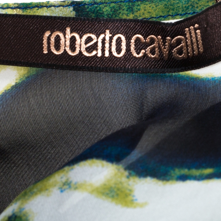 مملوكة مسبقًا Roberto Cavalli Multicolor Tie Dye Print Silk Sheer Maxi Kaftan L