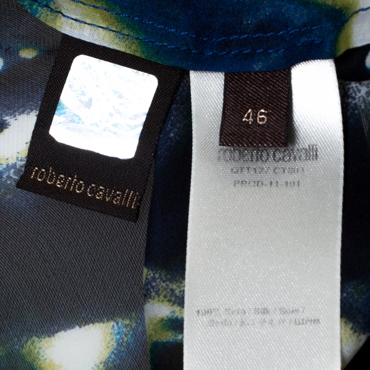 مملوكة مسبقًا Roberto Cavalli Multicolor Tie Dye Print Silk Sheer Maxi Kaftan L