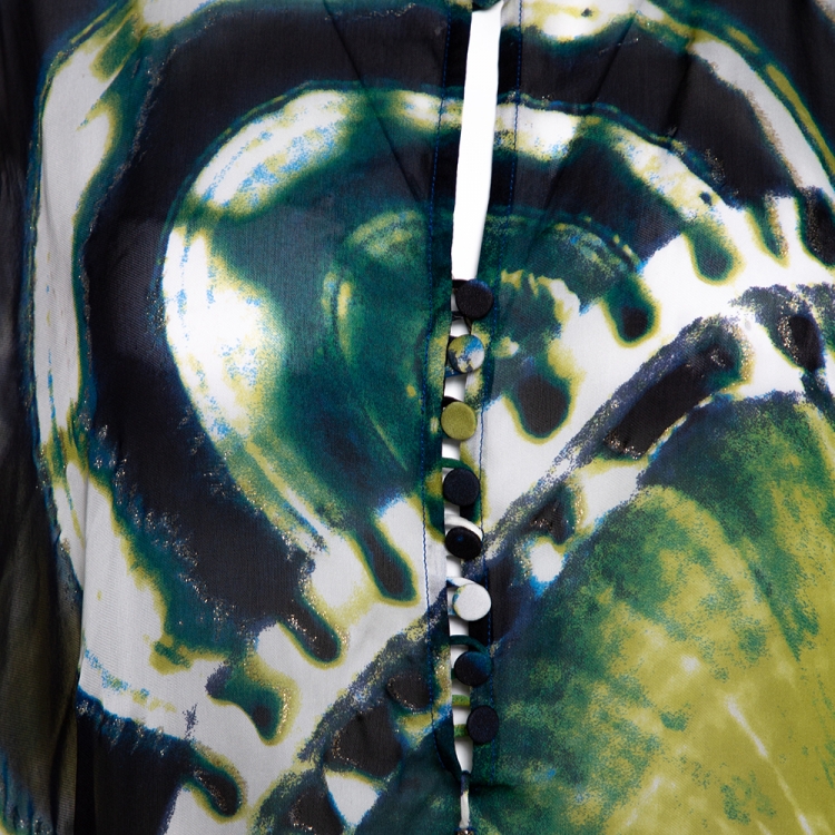 مملوكة مسبقًا Roberto Cavalli Multicolor Tie Dye Print Silk Sheer Maxi Kaftan L