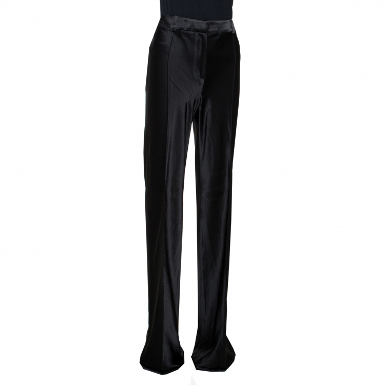 Pre Owned Roberto Cavalli Black Satin Flared Pants L