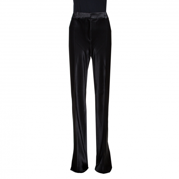 Pre Owned Roberto Cavalli Black Satin Flared Pants L