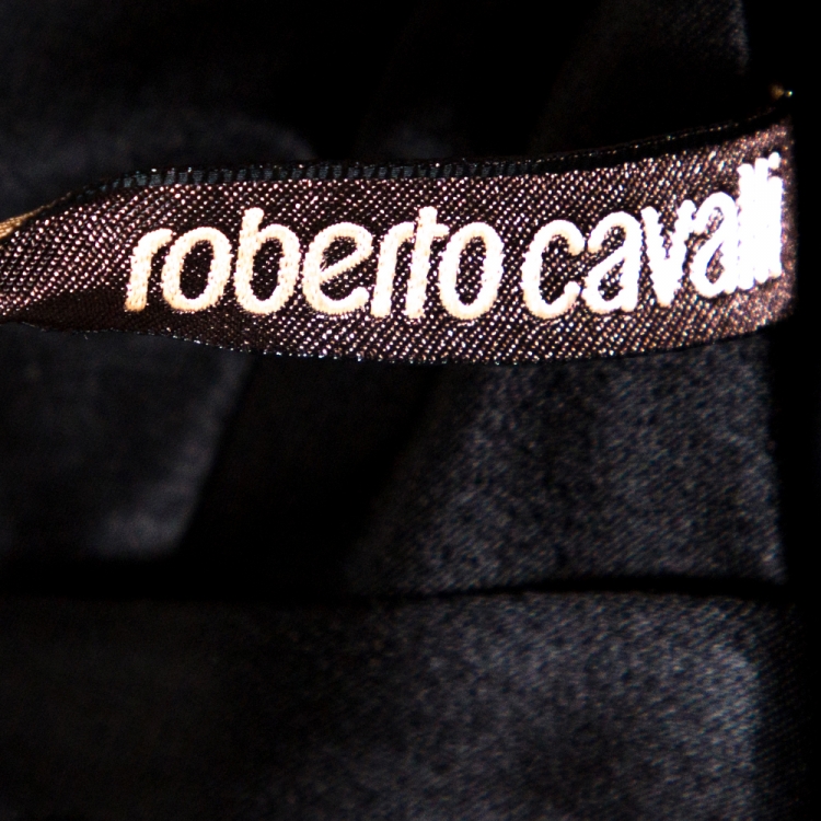 Pre Owned Roberto Cavalli Black Satin Flared Pants L