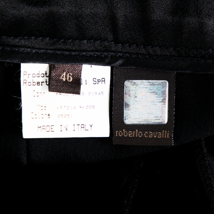 Pre Owned Roberto Cavalli Black Satin Flared Pants L