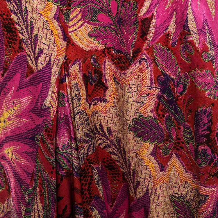 Pre Owned Roberto Cavalli Pink Abstract Printed Silk Mermaid Maxi Skirt L 
