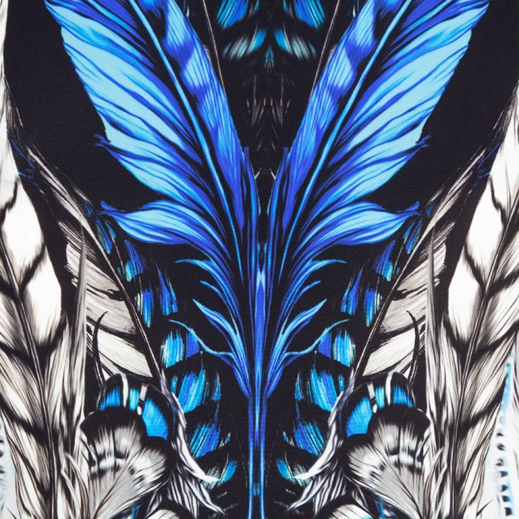 Pre Owned Roberto Cavalli Multicolor Printed Jersey and Mesh Panelled Maxi Skirt L