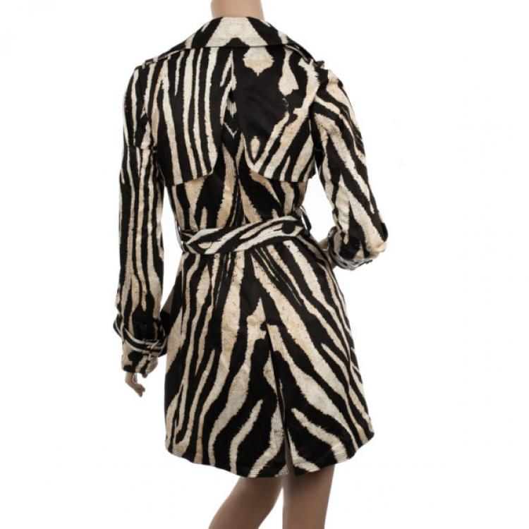 Pre Owned Roberto Cavalli for H&M Sheep Leather Print Trench Coat