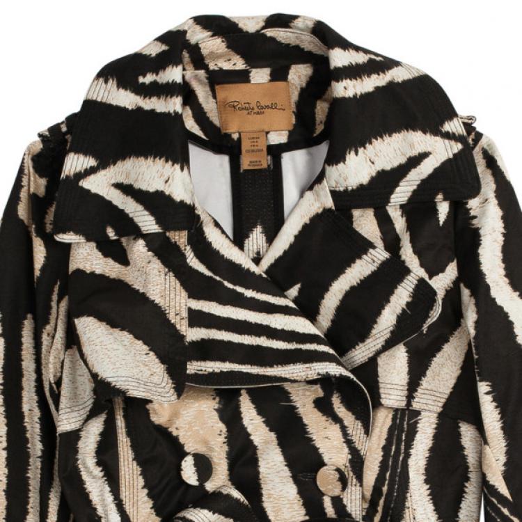 Pre Owned Roberto Cavalli for H&M Sheep Leather Print Trench Coat