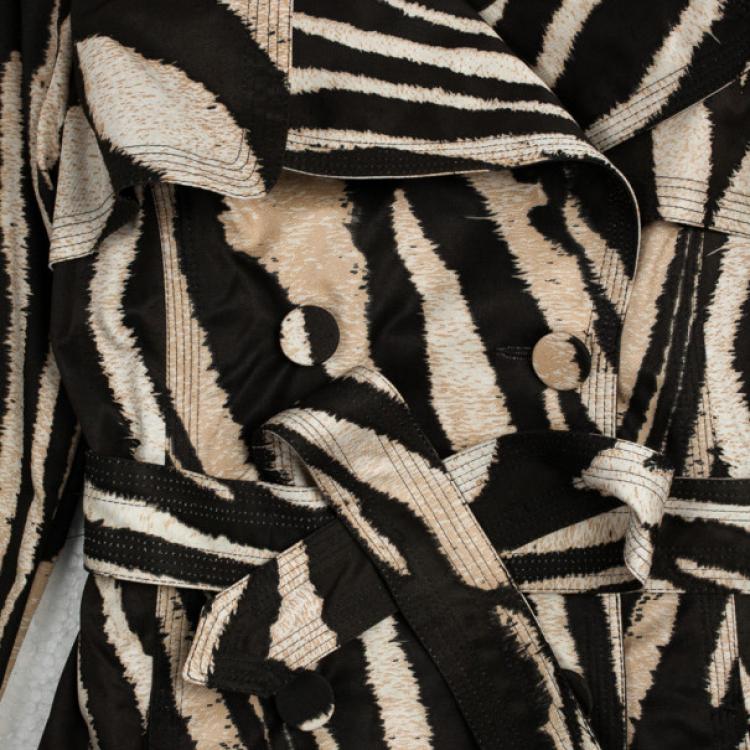 Pre Owned Roberto Cavalli for H&M Sheep Leather Print Trench Coat
