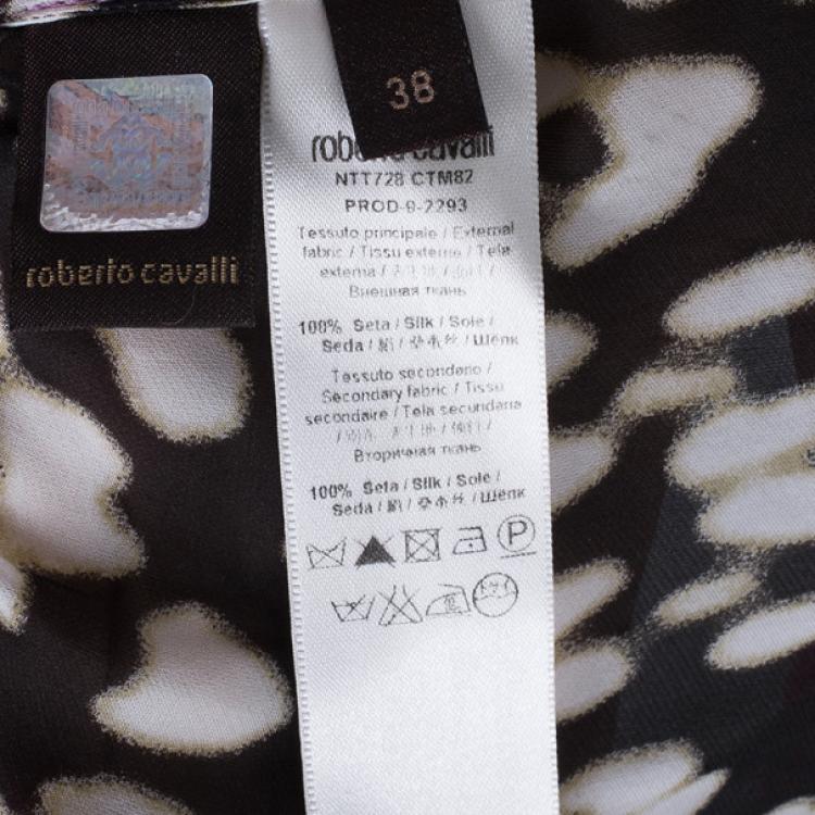 Pre Owned Roberto Cavalli Leopard Print Silk Chiffon Short Kaftan Top S