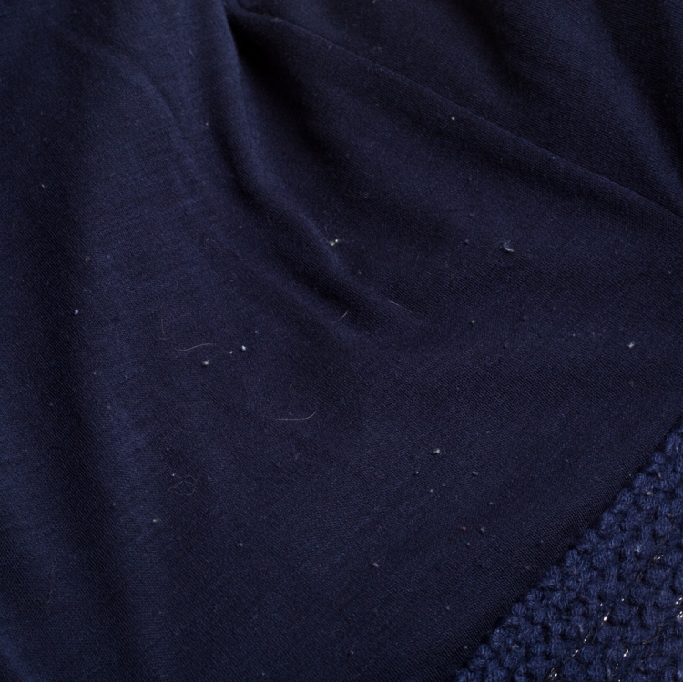 Pre Owned Roberto Cavalli Navy Blue Wool Knit Fur Lined Cardigan L