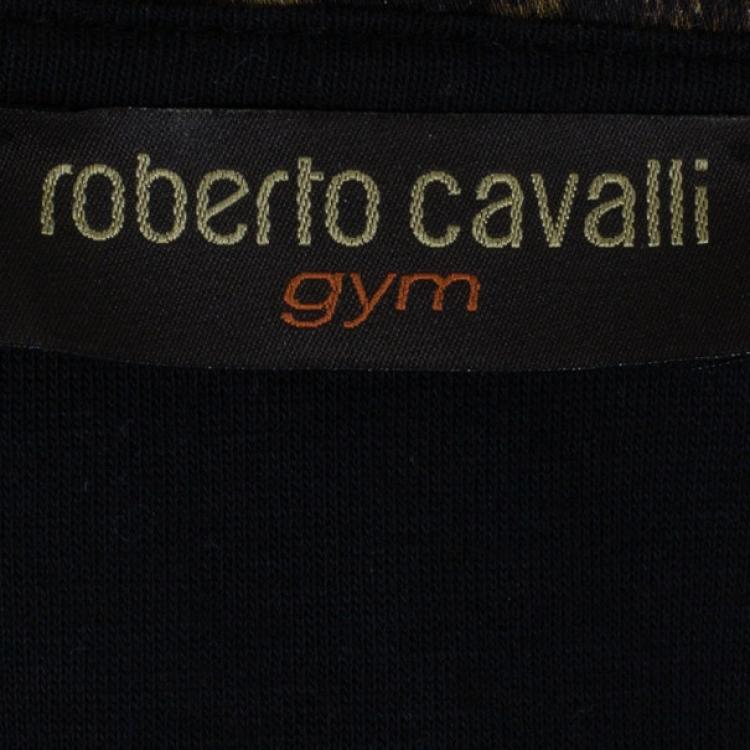 Pre Owned Roberto Cavalli Black Leopard Print Hoodie M