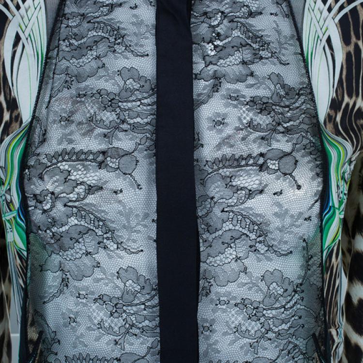 Pre Owned Roberto Cavalli Silk Printed Button Down Shirt S