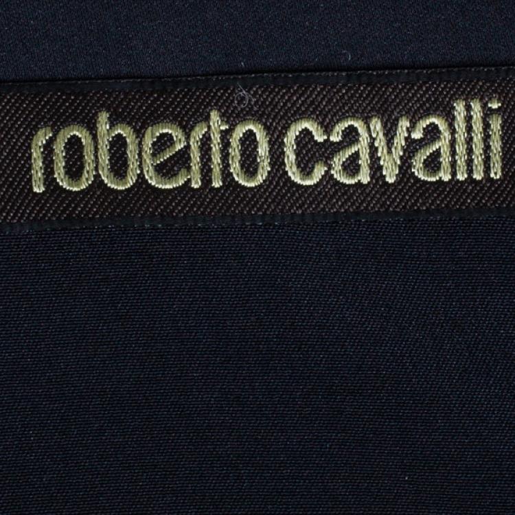 Pre Owned Roberto Cavalli Silk Printed Button Down Shirt S