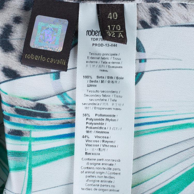 Pre Owned Roberto Cavalli Silk Printed Button Down Shirt S