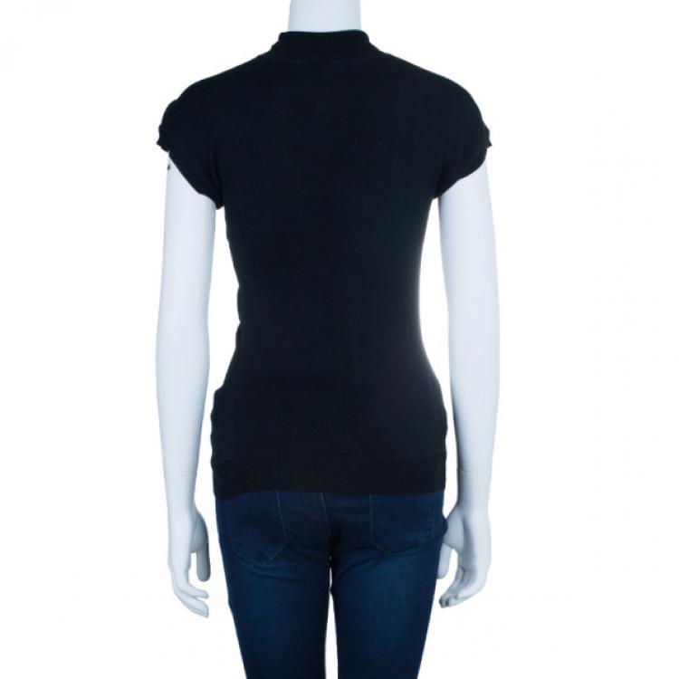 Pre Owned Roberto Cavalli Black Knit Turtleneck Top M