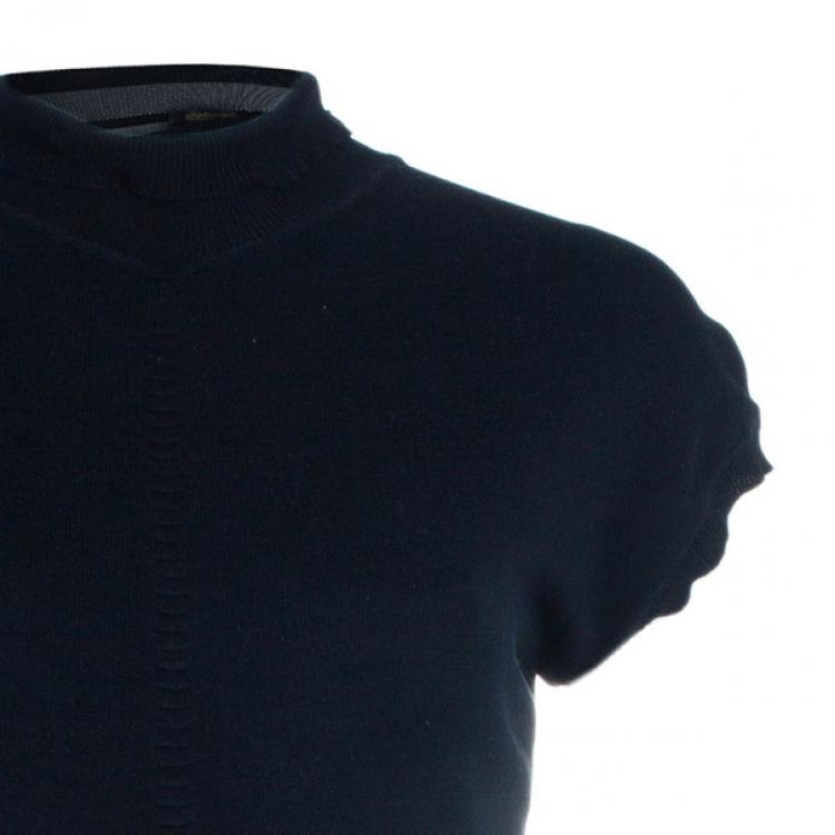 Pre Owned Roberto Cavalli Black Knit Turtleneck Top M