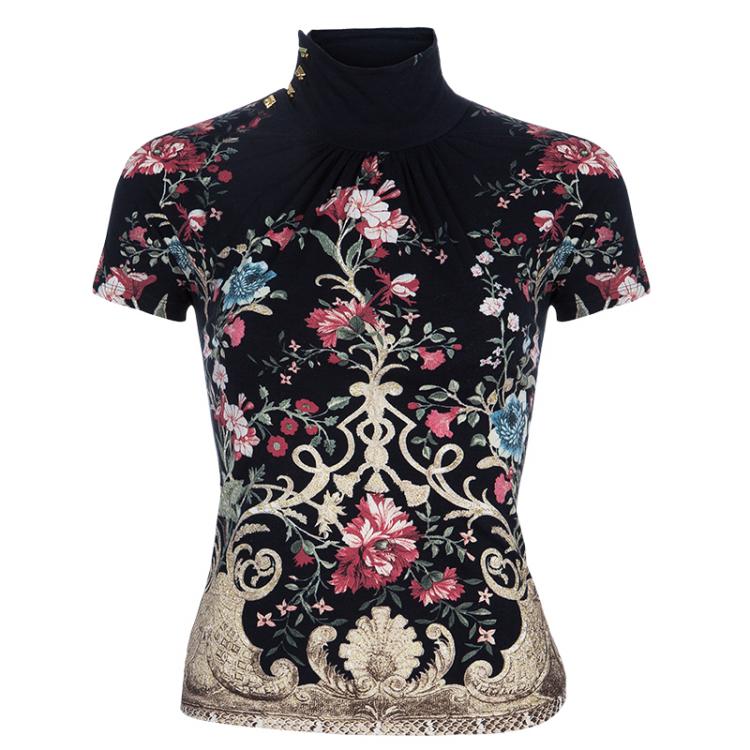 Pre Owned Roberto Cavalli Floral Top And Skirt Set S