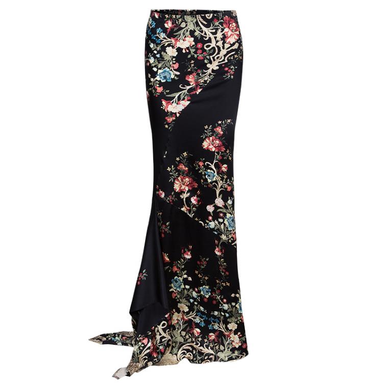 Pre Owned Roberto Cavalli Floral Top And Skirt Set S