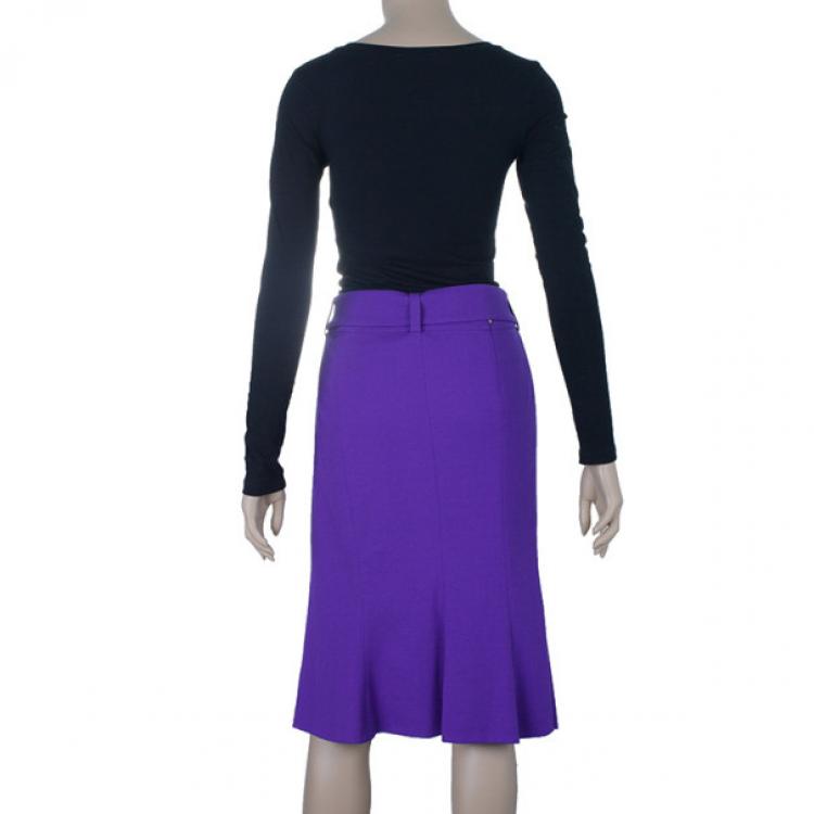 Pre Owned Roberto Cavalli Purple Snake Belt Skirt M