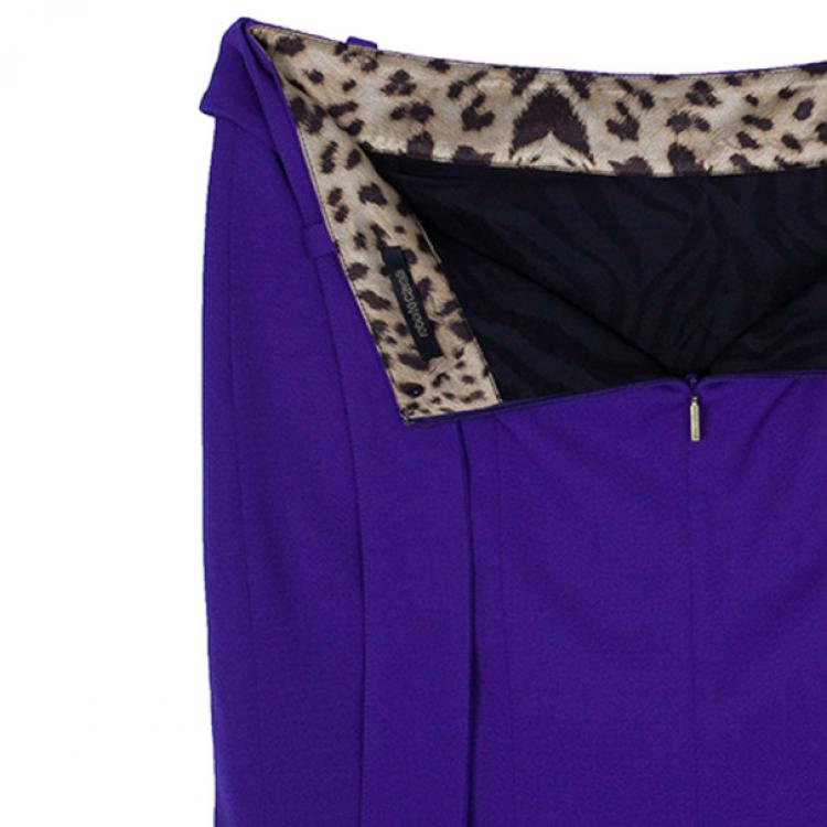 Pre Owned Roberto Cavalli Purple Snake Belt Skirt M