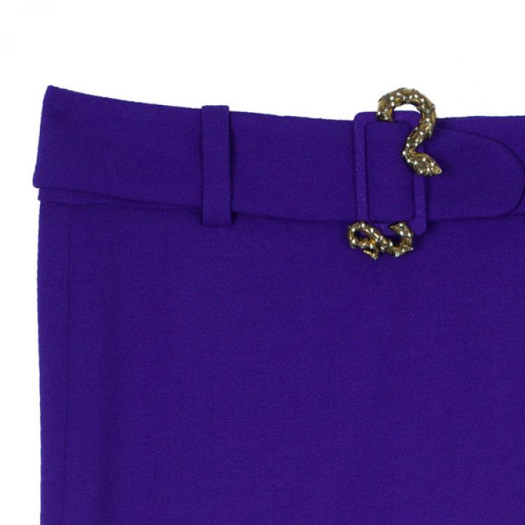 Pre Owned Roberto Cavalli Purple Snake Belt Skirt M