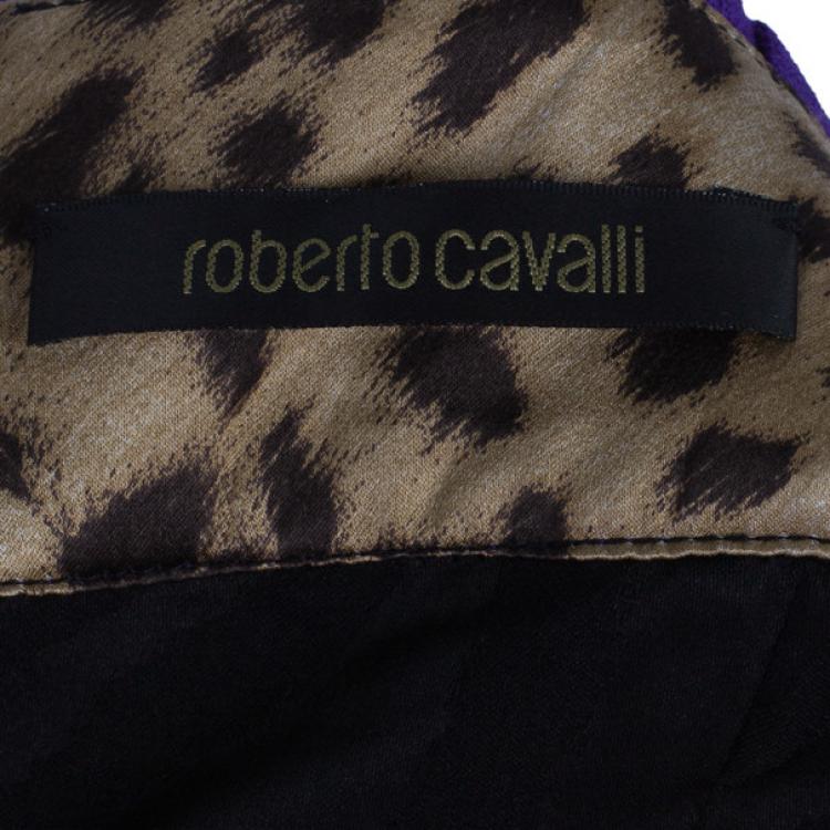 Pre Owned Roberto Cavalli Purple Snake Belt Skirt M