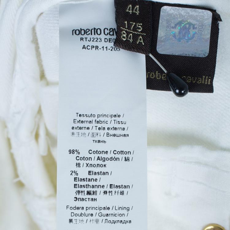 Pre Owned Roberto Cavalli White Flare Denim Pants M