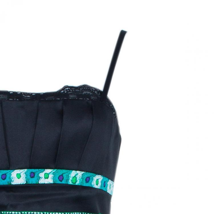 Pre Owned Roberto Cavalli Printed Paneled Top And Skirt Set M