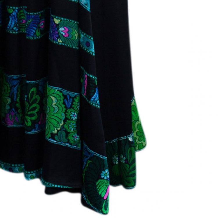 Pre Owned Roberto Cavalli Printed Paneled Top And Skirt Set M