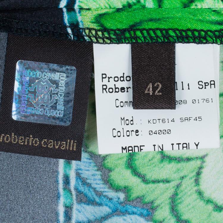 Pre Owned Roberto Cavalli Printed Paneled Top And Skirt Set M