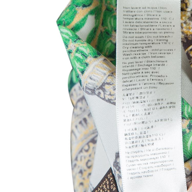 مملوكة مسبقًا Roberto Cavalli Multicolor Glitter Detail Print Long Sleeve Silk Blouse M