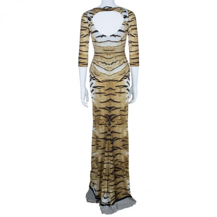 Pre Owned Roberto Cavalli Animal Print Fishtail Gown S